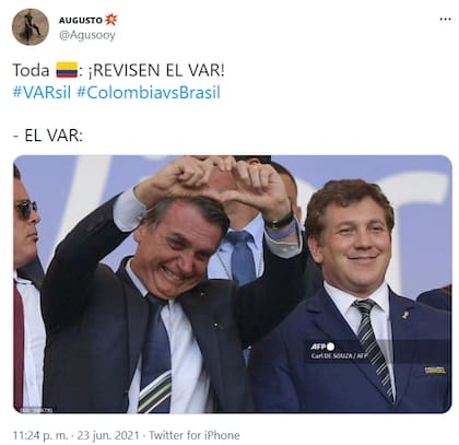 Las referencias a Jair Bolsonaro y Alejandro Domínguez tampoco faltaron. Fuente: Twitter.