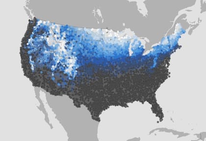 Las regiones de EE.UU. con mayor probabilidad de nevadas este 25 de diciembre de 2024