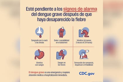 Las señales de alerta del contagio por dengue, según los CDC