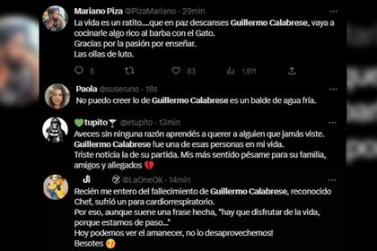 Las sentidas despedidas para Guillermo Calabrese (Captura Twitter)