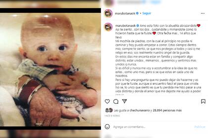 Las sentidas palabras de Maru para su hijo Facundo (Foto Instagram @marubotanaok)