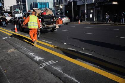 Las tareas de señalización en Avenida Triunvirato y Monroe