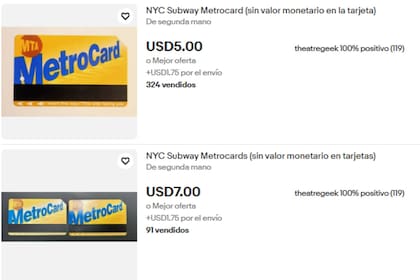 Las tarjetas MetroCard se venden en la plataforma de eBay