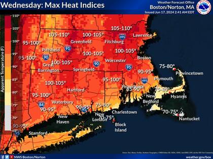 Las temperaturas en Massachusetts podrían superar los 41 grados el miércoles