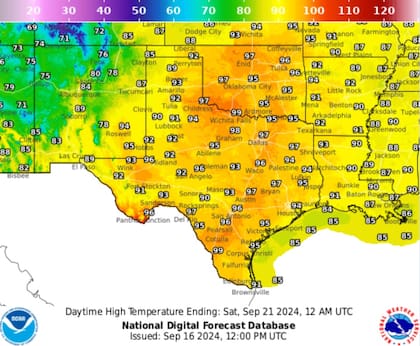Las temperaturas máximas estimadas para este viernes en Texas