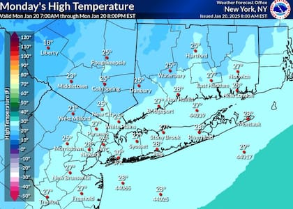 Las temperaturas máximas previstas para este lunes en Nueva York