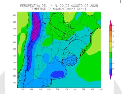 Las temperaturas mínimas hasta el próximo miércoles