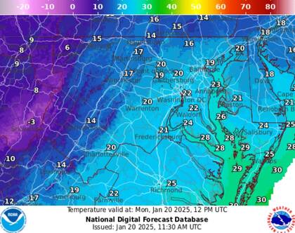 Las temperaturas previstas para este lunes 20 de enero en Washington DC