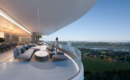 Las torres Deco Polo que están en construcción frente al Campo Argentino de Polo ofrecen vistas hasta el río