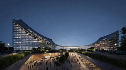 Las torres tienen 12 y 22 pisos y sus estructuras permiten una vista integrada para conectar a los trabajadores