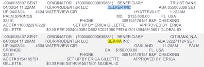 Las transferencias a las dos empresas se repitieron cuatro días seguidos.
