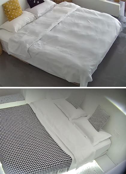 Las transmisiones en vivo de la cámara espía muestran nítidamente las camas de la habitación.