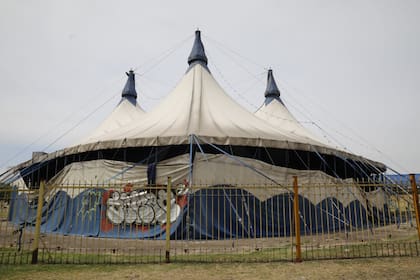 Las tres carpas que quedan en el predio están grafitadas, rotas o caídas; el destino de las estructuras es un misterio