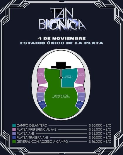 Las ubicaciones y precios de las entradas de Tan Biónica