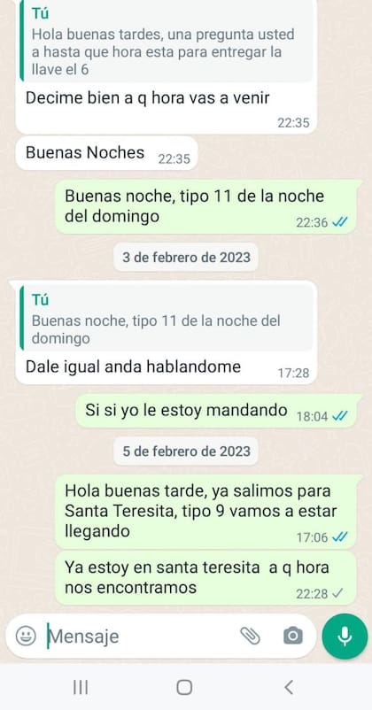 Las últimas comunicaciones de Javier con el estafador por Whatsapp, antes de que lo bloquee