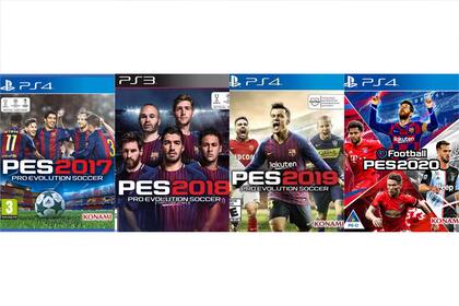 Las últimas cuatro entregas del PES, con Messi como protagonista del 2017, 2018 y ahora en el 2020