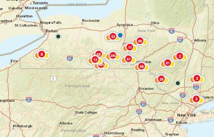 Lás usuarios de NYSEG afectados con los cortes de luz en el estado de Nueva York