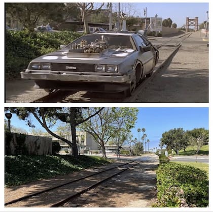 Las vías del tren donde ocurre la escena final de la tercera película, con el DeLorean sobre los rieles, se encuentran en la localidad de Fillmore, California. Hoy, el trazado ferroviario aún existe y se utiliza con fines turísticos