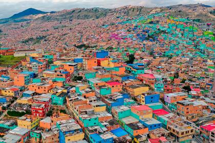 Vista del barrio Ciudad Bolvar en Bogot, Colombia