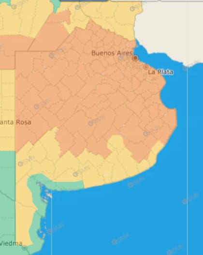 Las zonas afectadas por las alertas meteorológicas este miércoles.