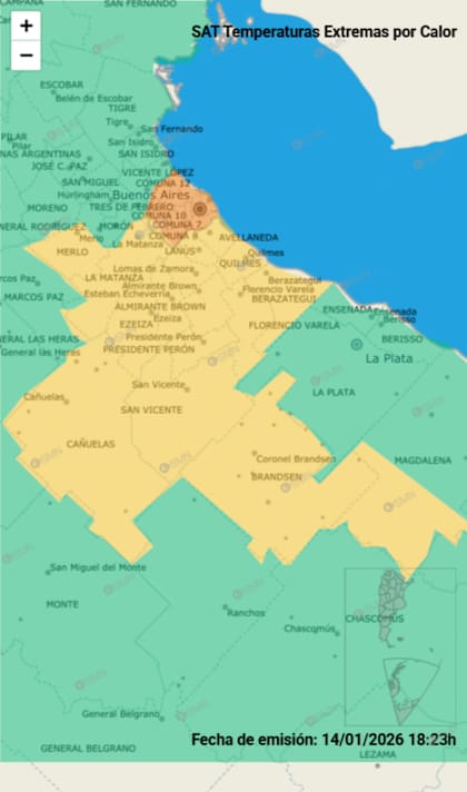 Las zonas bajo alerta amarilla y naranja por altas temperaturas