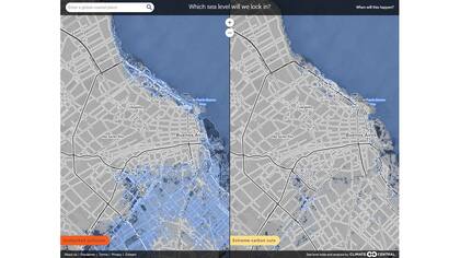 Las zonas de Buenos Aires que quedarían anegadas dependiendo del tipo de polución