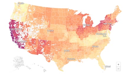 Las zonas de Estados Unidos más afectadas por la exposición a los contaminantes son en las grandes ciudades