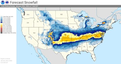 Las zonas de Estados Unidos que enfrentan pronósticos de nevadas