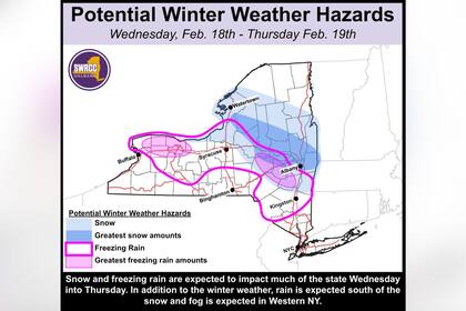 Las zonas en alerta por clima severo en Nueva York hasta el jueves