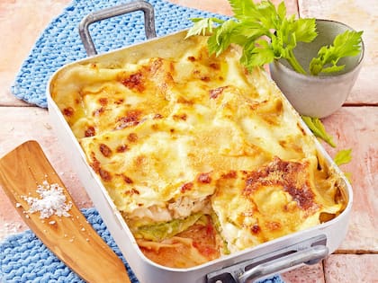 Lasaña con pescado de río