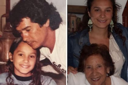 Laura con su papá y su abuela Antonia.