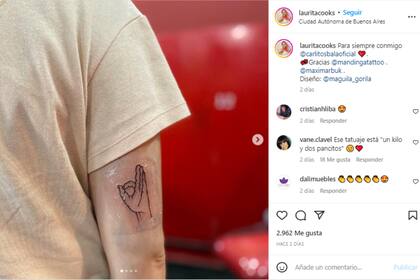 Laura Gelfi, la nieta del humorista, decidió llevar una parte de su abuelo tatuada en la piel (Foto: Instagram @lauritacooks)