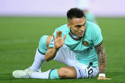 Lautaro Martinez, durante el partido entre Inter y Bologna, por la liga italiana.