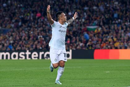 Lautaro festeja su tanto. Inter tiene un pie en los octavos de final de la Champions gracias a una gran actuación del argentino