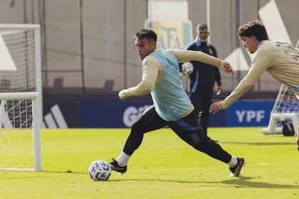 Lautaro Martínez fue preservado ante Chile y tendrá minutos frente a Colombia. (Prensa AFA)