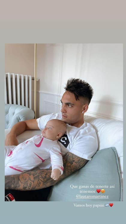Lautaro Martínez y su hija Nina, en la foto que publicó Agustina Gandolfo