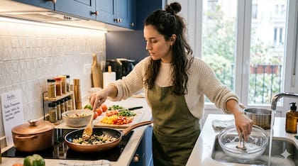 Lavar mientras cocinás te permite disfrutar de la sobremesa sin pensar en el desorden (Foto: IA)