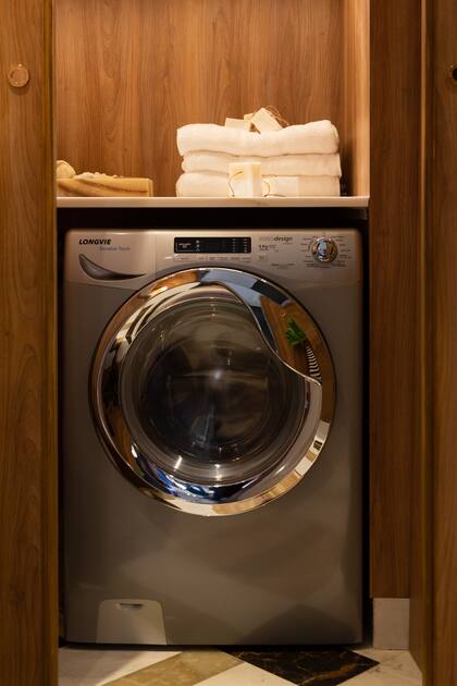 Lavasecarropas Sensitive Touch en el "lavadero chic" que ideó Gaby López Monzón.