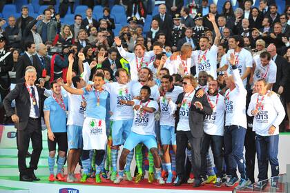 Lazio celebró a lo grande el triunfo ante Roma