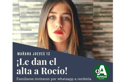 Afiche con el que se dio a conocer la noticia del alta de Rocío Quagliarello 