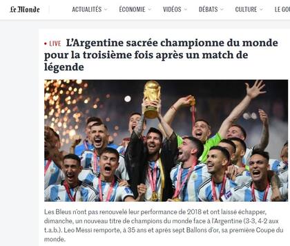 Le Monde retrató la derrota de Francia con la foto de la selección alzando la copa