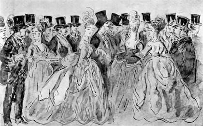 'Le Promenoir', un estudio de Constantin Guys, el "Pintor de la vida moderna" de Baudelaire