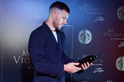 Leandro Paredes durante la presentación de su vino Mi Victoria