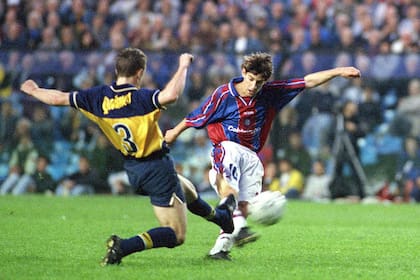 Leandro Romagnoli jugando contra Boca en 1999
