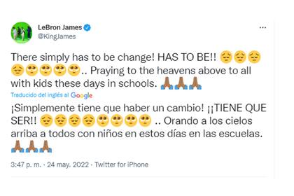 LeBron James envió oraciones para todos los niños que acuden a la escuela