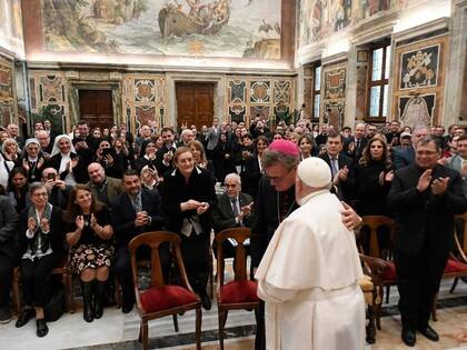 Ledesma Abdala y Zamora junto al papa Francisco, en la primera fila a la derecha