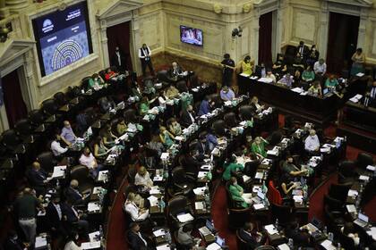 Cientos de manifestantes, tanto de los sectores que apoyan la interrupción del embarazo (verdes) como de los que están en contra (celestes), están en las inmediaciones del Congreso