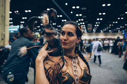 Leia en su cosplay de esclava