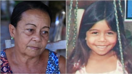 Leide Ferreira en 1987, y una foto actual de su tía Gabriela Maria Ferreira