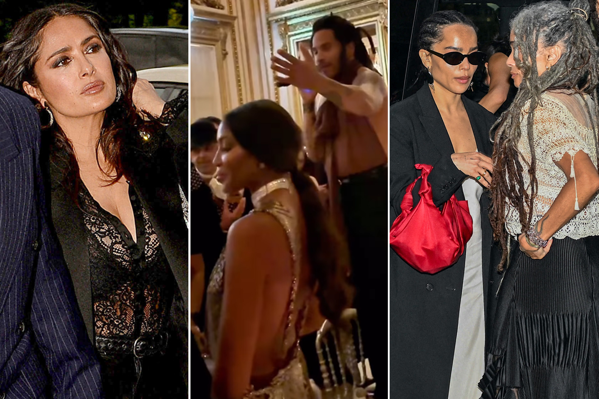 Lenny Kravitz festejó los 60 con Salma Hayek, Naomi Campbell, su hija, su ex y una misteriosa mujer